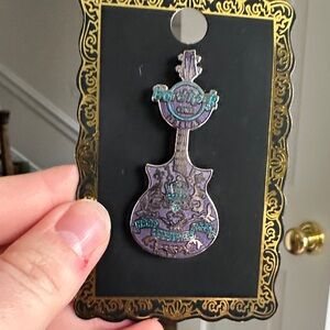 Hard Rock Cafe Purple and Teal Guitar Pin